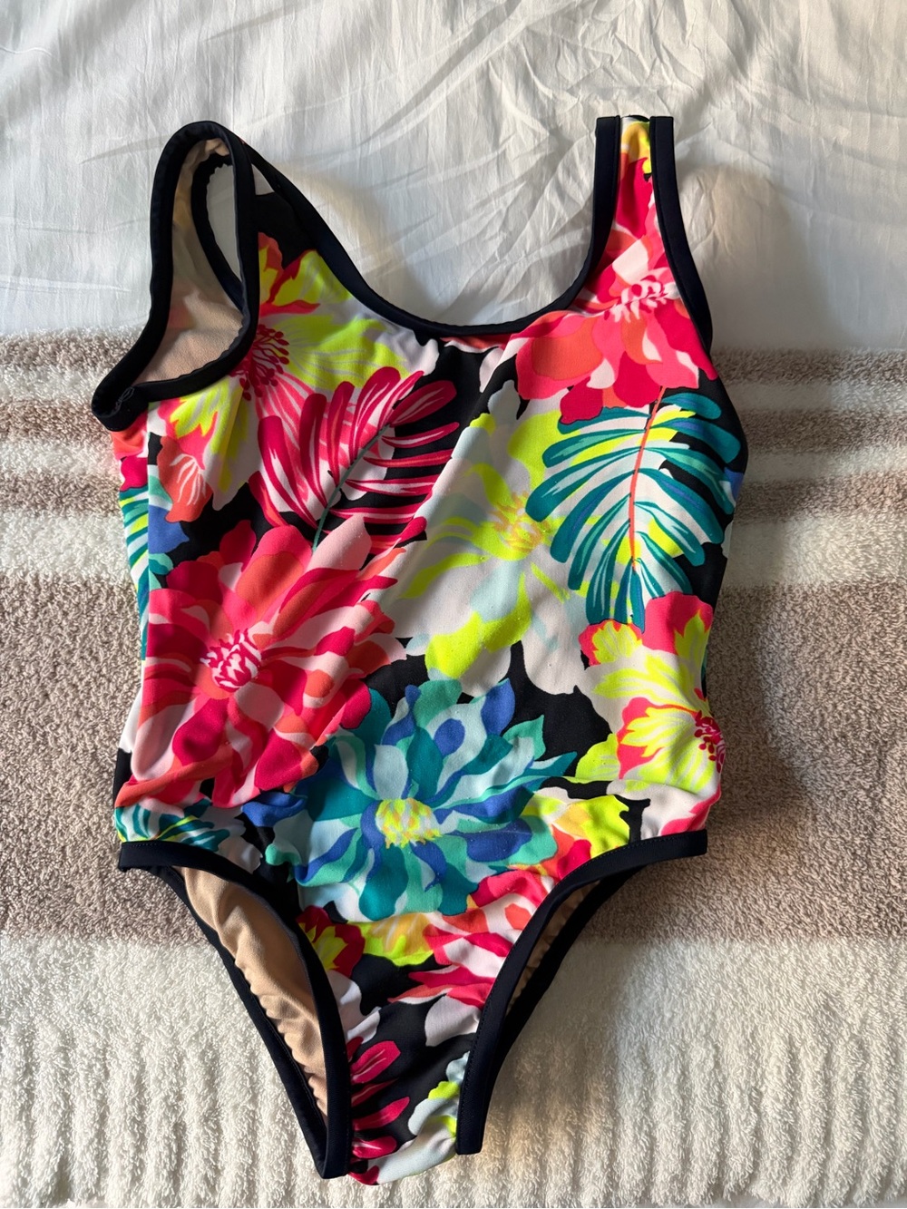 GAP Neon Floral One-Piece Swimsuit - Black, Pink, Yellow, Blue, Green